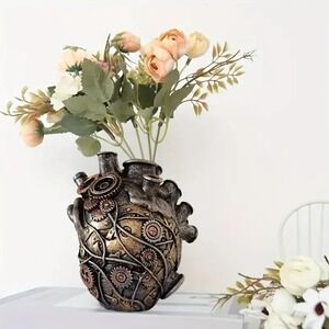Steampunk Resin Sacred Heart Vase Statue Sculpture NEW!
